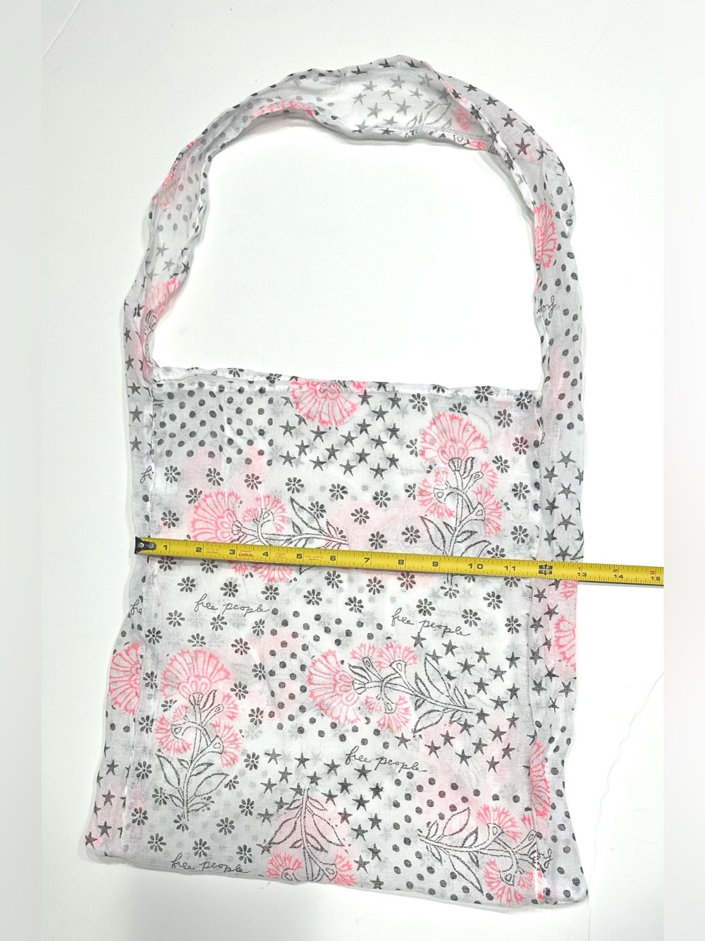 Free People Reusable MEDIUM Tote Crossbody Shoulder Bag, Gauze Boho Shopping Bag - Picture 5 of 7
